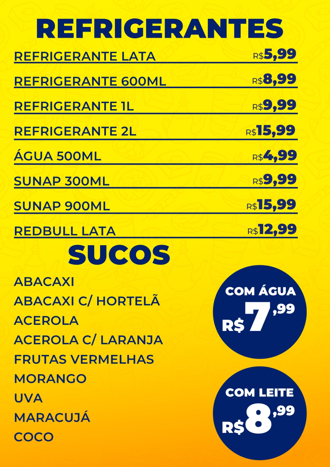Refrigerantes e Sucos